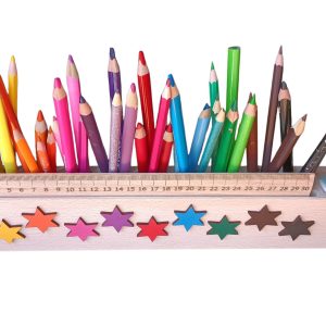 Personalizowany Sorter na kredki 10 kolorów + bukowa linijka GRATIS